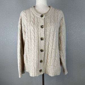 Madewell Cable Knit Cardigan in Beige